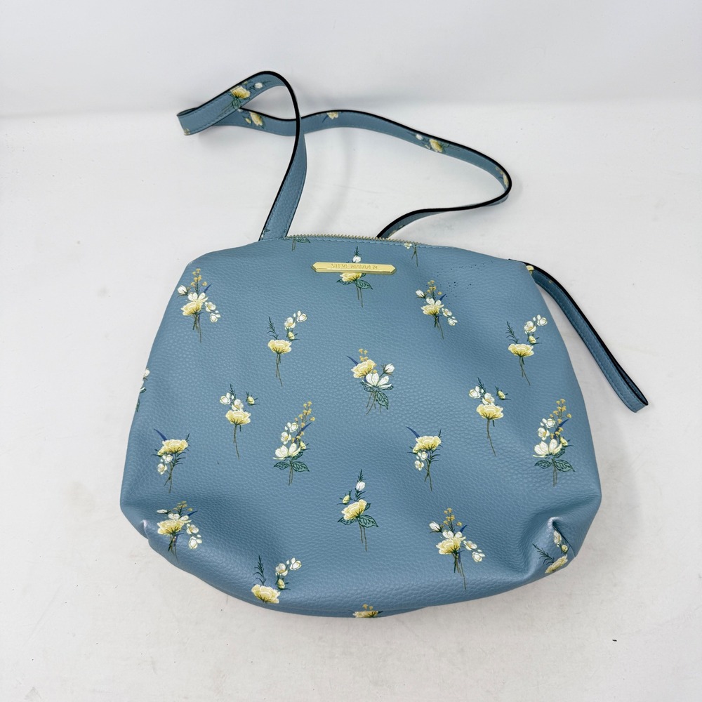 Steve Madden Small Hobo Bag Blue Floral Small Crossbody Leather Shoulder Bag